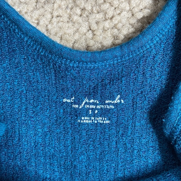 UO Out From Under Teal Crop Tank Top - Picture 3 of 3